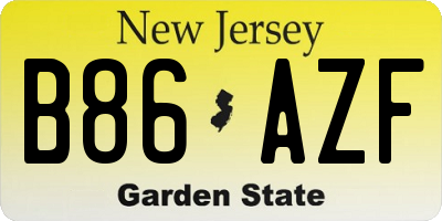 NJ license plate B86AZF