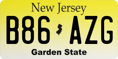 NJ license plate B86AZG
