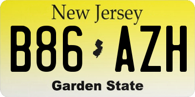 NJ license plate B86AZH
