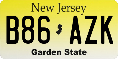NJ license plate B86AZK