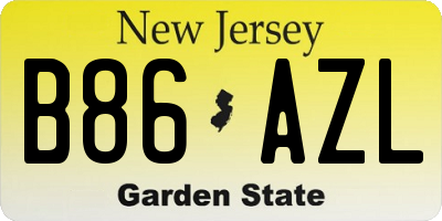 NJ license plate B86AZL
