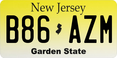 NJ license plate B86AZM
