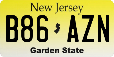 NJ license plate B86AZN