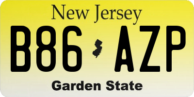 NJ license plate B86AZP