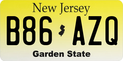 NJ license plate B86AZQ