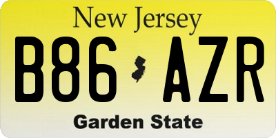 NJ license plate B86AZR