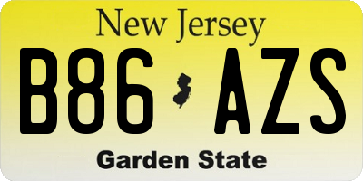 NJ license plate B86AZS