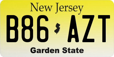 NJ license plate B86AZT