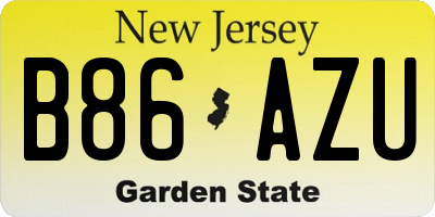 NJ license plate B86AZU
