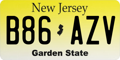 NJ license plate B86AZV