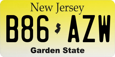 NJ license plate B86AZW