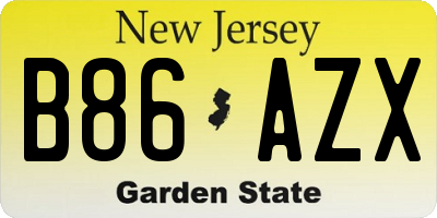 NJ license plate B86AZX