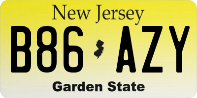 NJ license plate B86AZY
