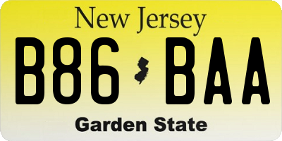 NJ license plate B86BAA