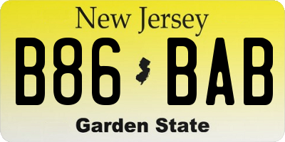 NJ license plate B86BAB