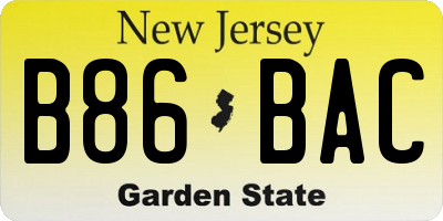 NJ license plate B86BAC