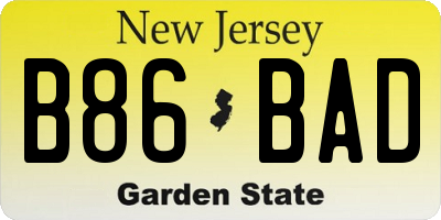 NJ license plate B86BAD