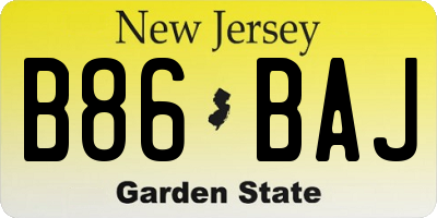 NJ license plate B86BAJ