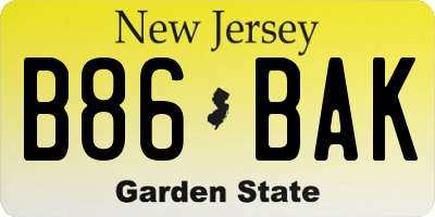 NJ license plate B86BAK