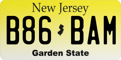 NJ license plate B86BAM