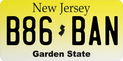 NJ license plate B86BAN