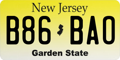 NJ license plate B86BAO