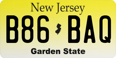 NJ license plate B86BAQ
