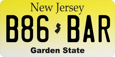 NJ license plate B86BAR