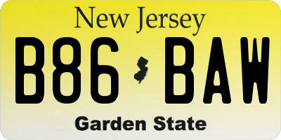 NJ license plate B86BAW