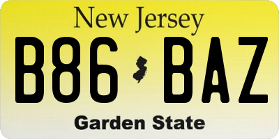 NJ license plate B86BAZ