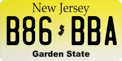NJ license plate B86BBA