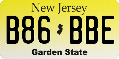 NJ license plate B86BBE