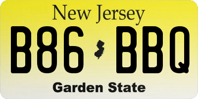 NJ license plate B86BBQ