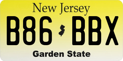 NJ license plate B86BBX