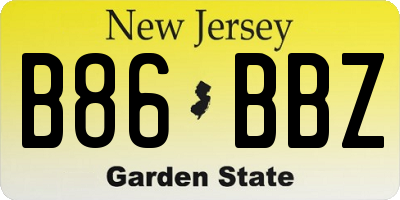NJ license plate B86BBZ