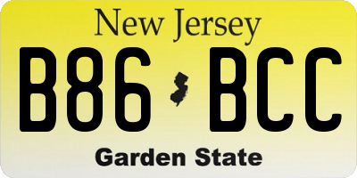 NJ license plate B86BCC