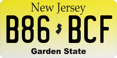 NJ license plate B86BCF