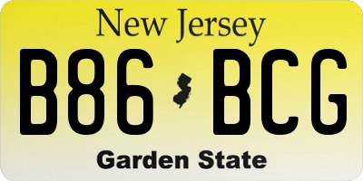 NJ license plate B86BCG