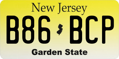 NJ license plate B86BCP