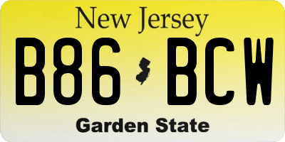 NJ license plate B86BCW