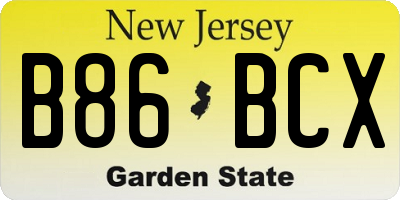 NJ license plate B86BCX