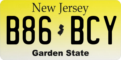 NJ license plate B86BCY