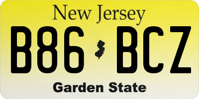 NJ license plate B86BCZ
