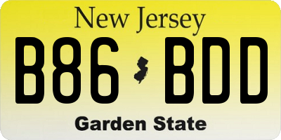NJ license plate B86BDD