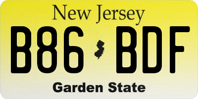 NJ license plate B86BDF