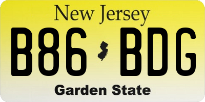 NJ license plate B86BDG