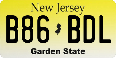 NJ license plate B86BDL