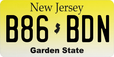 NJ license plate B86BDN