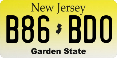 NJ license plate B86BDO