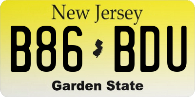 NJ license plate B86BDU